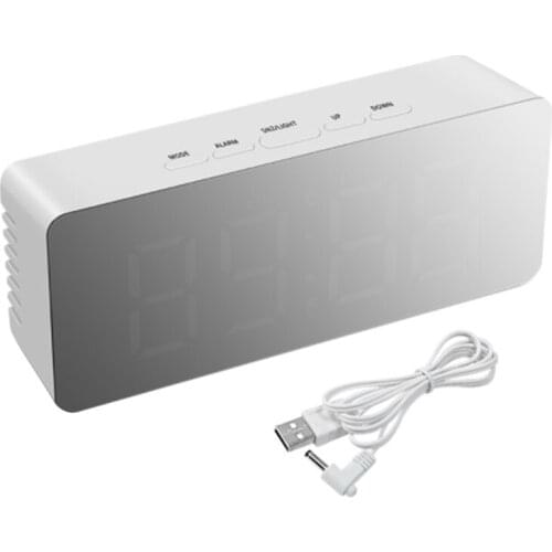 LED Wall Clock, Modern Brief Design 3D DIY Electronic Large Mirror Table Alarm Clocks, Office Kids Room Time Desk Clock