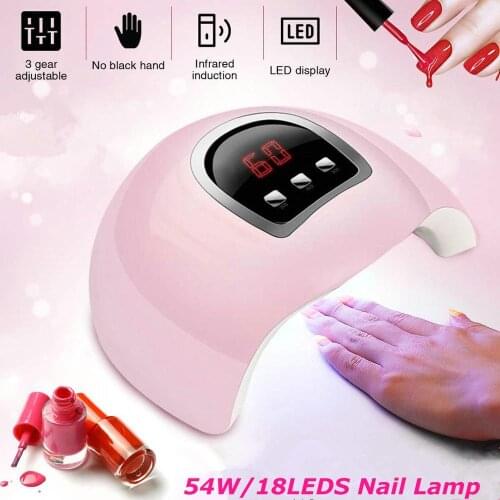 54W/18LEDS UV/LED Nail Dryer Lamp 30s/60s/90s LCD Display UV Lamp Curing All Gel Nail Polish Nail Art Drying Tools USB Plug