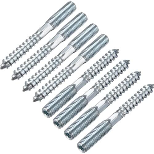 Uxcell 8Pcs M8x70mm Hanger Bolt Double Headed Bolt Self-Tapping Screw for Furniture