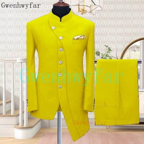 Gwenhwyfar High Quality Suit men 2 Pieces Set Blazer+Pants Single-Breasted Casual Suit Male Wedding Formal Costume Large Size