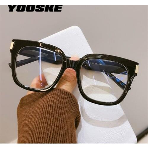 YOOSKE Black Computer Glasses Frame Women Men Anti Blue Light Blocking Eyeglasses Fake Square Eyeglass Classic Optical Eyewear