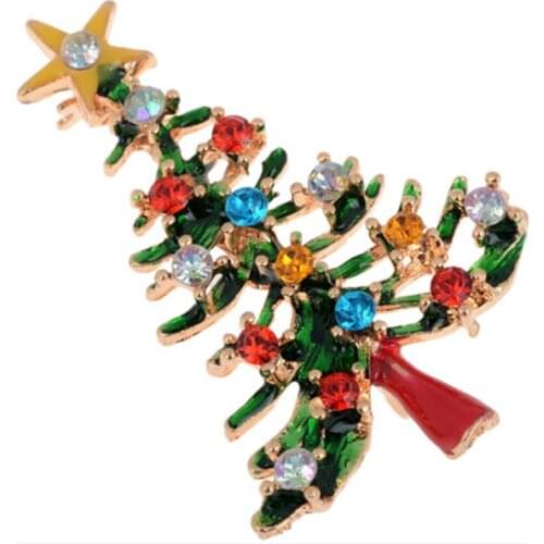 1Pc Mini Christmas Tree Small Pine Alloy Brooch Tree Christmas Decoration For New Year Kids Gifts