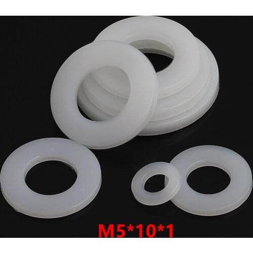 1000pcs M5*10*1 Nylon Flat Washer DIN125 Plastic Plain Washer Spacer Seals Ring Gasket NL66 Thick 1mm