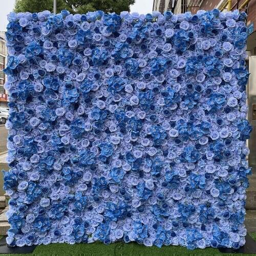 3D Panels Artificial Flowers Wall Roil Fabric Wedding Decoration Blue Fake Rose Peony Orchids Backdrop Runners Home Decor