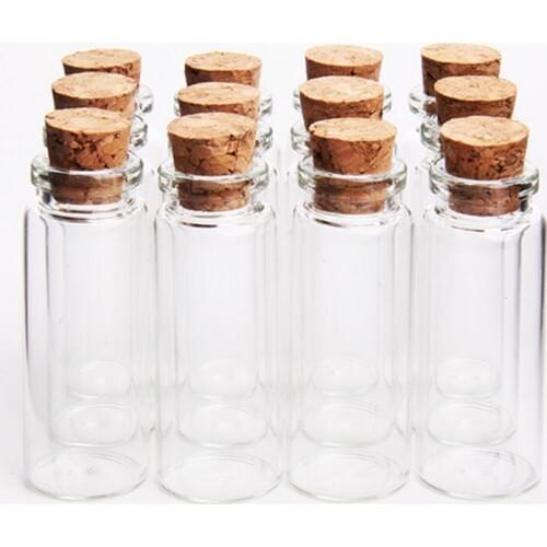 500 x 15ML Clear Small Cute Mini Cork Stopper Glass Jars Containers Mini Wishing Bottle Glass Craft