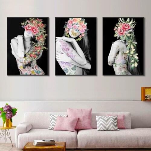 5d diamond painting Naked Women Flower 3pcs Diamond Embroidery cross stitch Diamond mosaic christmas decorations for home