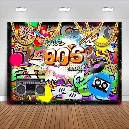 80s Graffiti Photography backdrop Hip-hop 80s Themed Party Banner Photo Studio Backdrops Birthday Party Decor Dessert Table