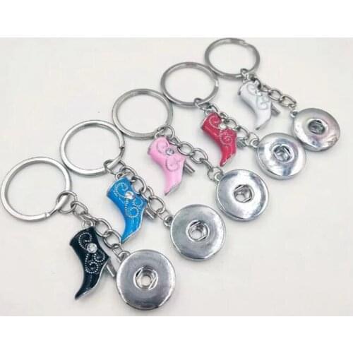 Vintage Alloy 3D 18mm Snaps Button Enamel High-heeled boots Charm Keychain Gifts Fit Key Chains Accessories Jewelry Q72