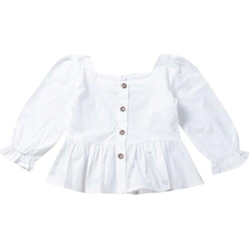 White Kids Clothes Girl Shirts Blouses Summer Baby Girls Shirts Blouses Cute Long Sleeve Tops Shirt
