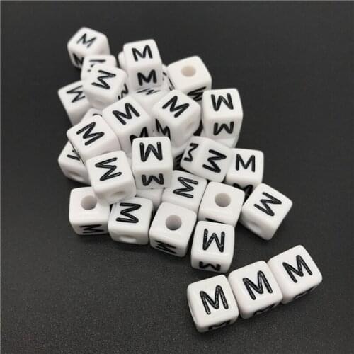 10x10mm 20pcs Letter M Square Shape Alphabet 26 Letter Beads Charms Bracelet Necklace For Jewelry Making Bead Accessories
