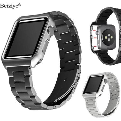 Case+Stainless Steel Strap For Apple Watch Band 38mm 42mm Metal Bracelet Watchband For Apple Watch Band Series 6 SE 5 40mm 44mm