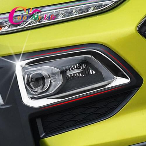 Color My Life 2Pcs/Set Car Accessories for Hyundai Kona Kauai 2017 - 2021 Front Fog Light Cover Fog Lamp Decoration Sequins Trim