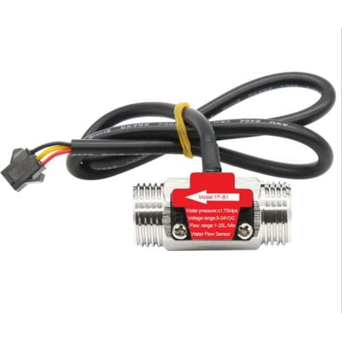 Full Copper Water Flow Sensor 1.75Mpa G1/2 Pulse Hall Flow Meter Switch 1-25L/Min