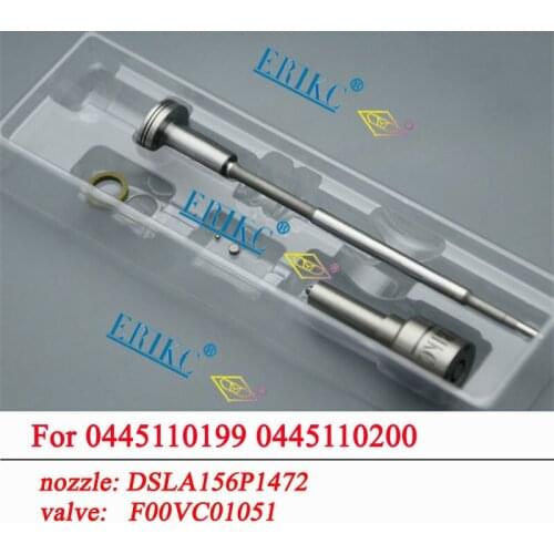ERIKC 0445110200 Diesel Injector Repair Kit Nozzle DSLA156P1472 0433175430 Fuel Valve F00VC01051 For BOSCH Sprayer 0445110199