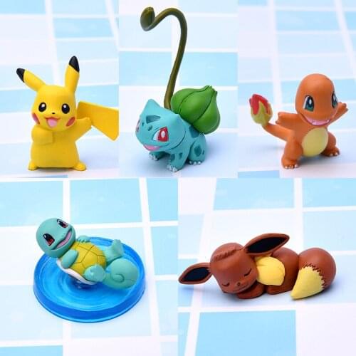 TAKARA TOMY Animation Pokemon Elf Doll Figure Pikachu Charmander Squirtle Eevee PVC Model Toy Desktop Ornaments Collection Gift