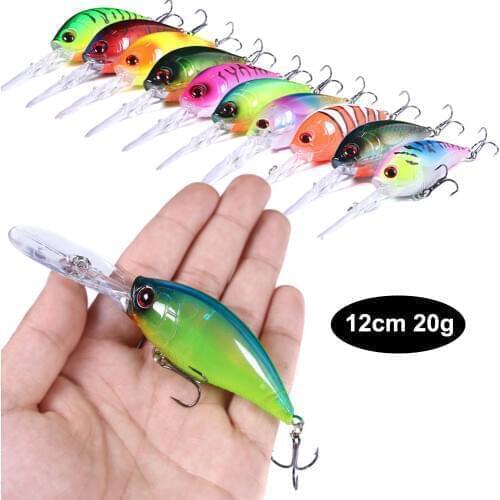 HENGJIA 1pcs 12cm 20g Deep Diving Crankbait Minnow Fishing Wobbler Swimming Bait Artificial Hard Bait for Bass Pike Salmon