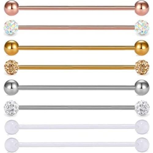 JFORYOU 14G Industrial Barbells Surgical Steel Cartilage Earring 1 1/2(38mm) Retainer Body Piercing Jewelry