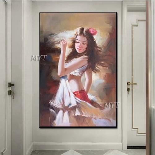 Beautiful Girl Dancing Photo Wall Art 100% Hand Painted Oil Painting Woman Body Art Canvas Wall Art Picture For Bedroom Decor
