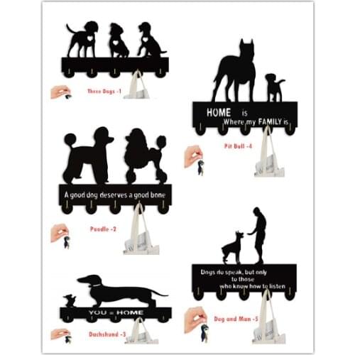 Hooks-Dog Decor Wall Hooks,Wall Décor,Wood Coat Hooks, Key Holder,Key Hanger for Wall、Entryway and Kitchen-11.8×7.8Inch Black