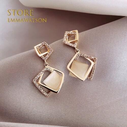 2021 Hot Selling Simple Stylish Star Women Drop Earrings Shiny White Zircon Exquisite Versatile Female Earring Fashion Jewelry