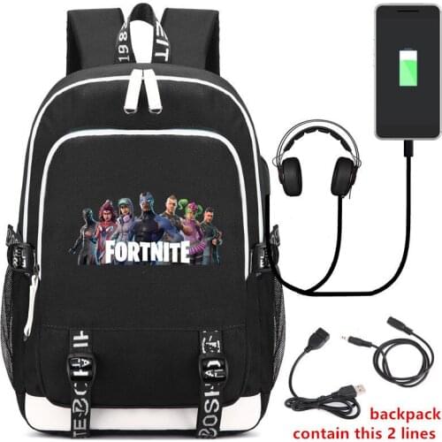 Fashion Canvas Backpack For Teenagers FORTNITE Game USB Charging schoolbag Unisex Daily Backpack Halloween Carnival Party
