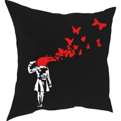 Banksy girl butterfly shoot pillow cover pillow cover decorations Street Art graffiti throw pillow case cover house 40*40cm