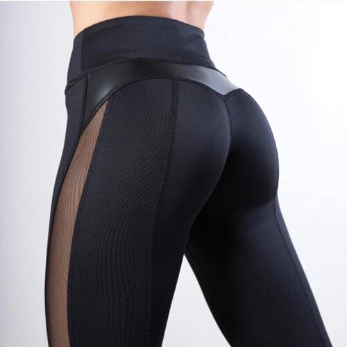 2019 New Fashion Sexy Black Fitness Leggings Womens Gym Yoga Running Sports Pants Workout Patchwork Trousers
