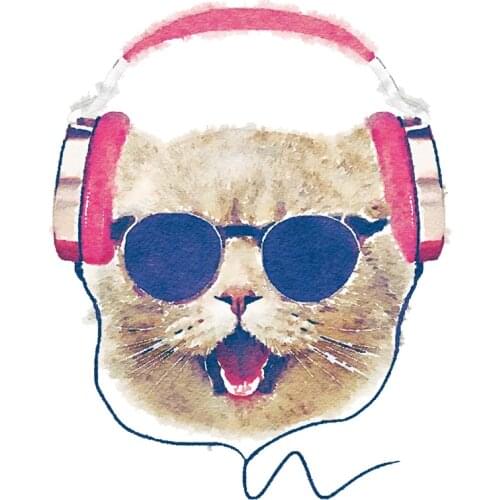 The new Diy Headphone Cat Funny Adhesive Patches Kids Clothes Decorative Patches Non-toxic Washable Patches