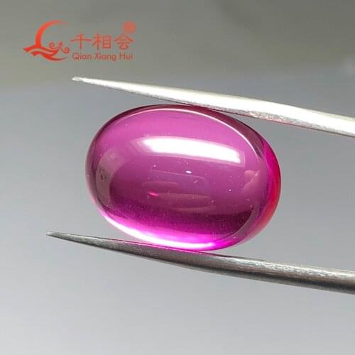Oval shape flat back cabochon Artificial ruby 3# pink color loose gem stone