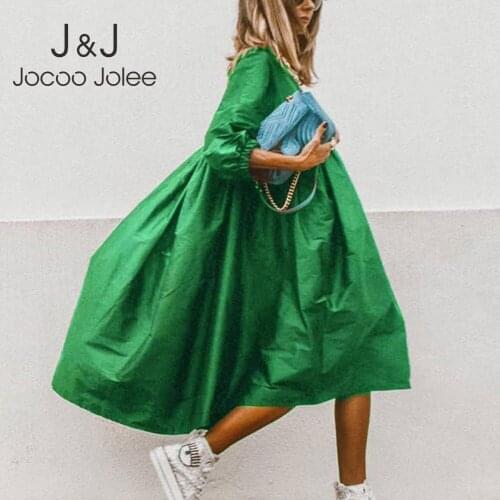 Jocoo Jolee Casual Print Patchwork O Neck Long Dress Women Half Sleeve Loose Maix Dress Summer Oversized Beach Party Dress