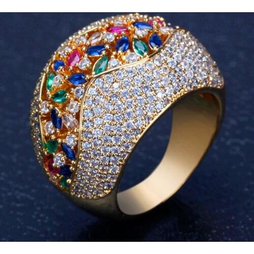 Bride Talk Luxury Super Big Rings Paved Zirconia Brass Jewelry Accessories Engagement Wedding Crystal Shiny Ring For Women Gift