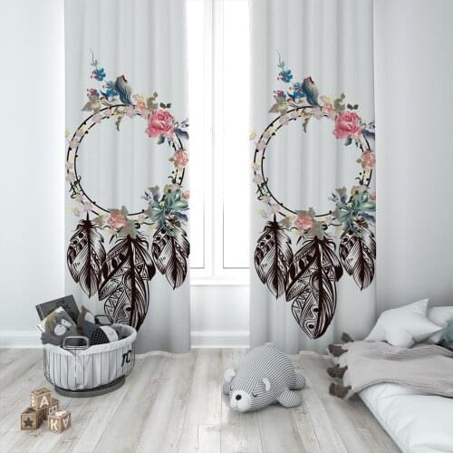 Curtains Children 3D Printed Decorative Items Home Childrens Room White Flower Wreath Model 1393