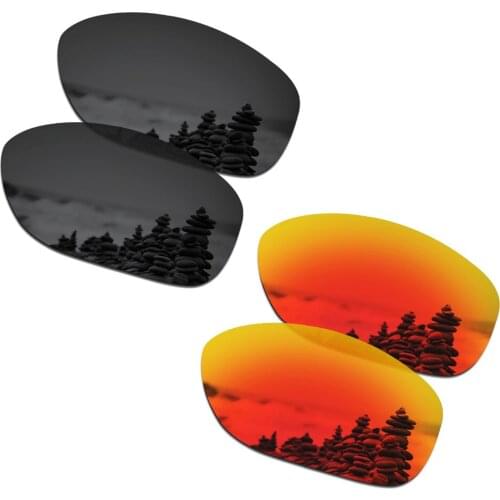 SmartVLT 2 Pairs Polarized Sunglasses Replacement Lenses for Oakley Shes Unstoppable Stealth Black and Fire Red