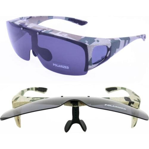 New arrival 013 flip up and fit over UV400 polarized army color camo anti-slip outdoor driving fishing rising sport sunglasses