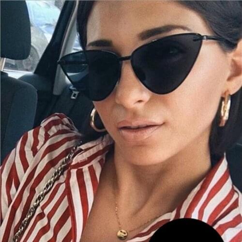 Sexy Lady Cat Eye Sunglasses Fashion Women Vintage Wrap Metal Frame Clear Lenses Sun Glasses For Female UV400
