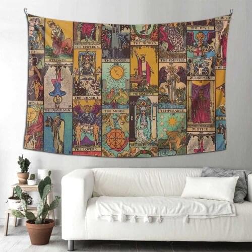 The Major Arcana Of Tarot Vintage Tapestry Curtain Boho Mandala Wall Cloth Polyester Picnic Blanket