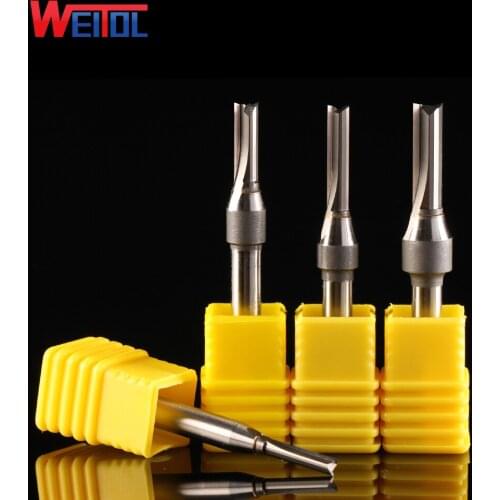 Weitol 1/4inch shank TCT double flutes straight router bits tungsten carbide wood milling cutter
