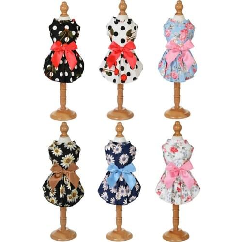 XS-XL Summer Dog Floral Princess Dress Dogs Cotton Lightweight Skirt Summer Elegant Dog Party Wedding Dresses for Pet Dress