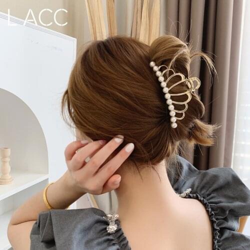 Big Pearls Korean Style Elegant Women Girls Hair Claws Hair Clips Transparent Fashion Women Hair Accessories Headwear Ornament