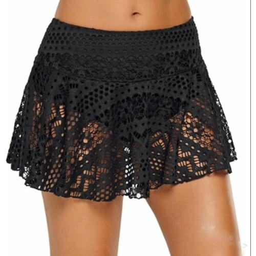 Womens Lace Swimsuit Short Skirt Mid Waist Crochet Skirted Bikini Bottom Swim Skirt Female Shorts Clothing New 2021 New