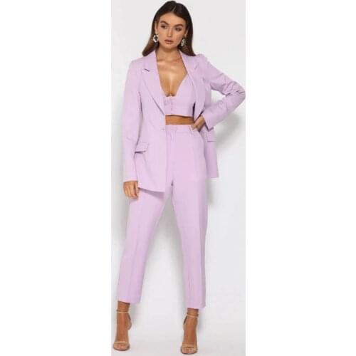 Light Blue High Street Spring Womens Suit Casual Blazer Jacket and Pencil Pants Free Style For Daily Life Dressing