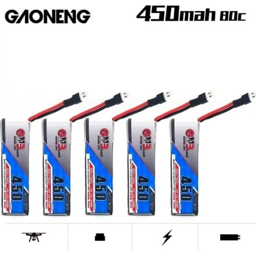5Pcs/Set Gaoneng GNB 1S 3.7v 450mAh 80C/160C HV Lipo Battery For RC Quadcopter FPV Racing Drone Battery