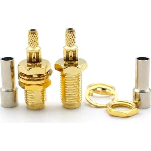 100pcs SMA Female Nut Bulkhead Crimp Straight RF Crimp Coax Connector for LMR100 RG316 RG174 Cable