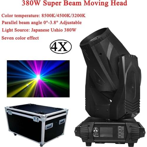 4Pcs/Lot stage light 380W Super Beam Moving Head Light With Flight Case Package With Wedding Party Show Live Concert KTV Light