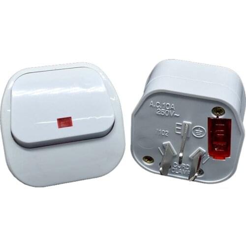 5pcs White Copper Triprong Removable Connector AU Fused Power Wiring Plug with Switch Australia Convert Plug 10A 250V