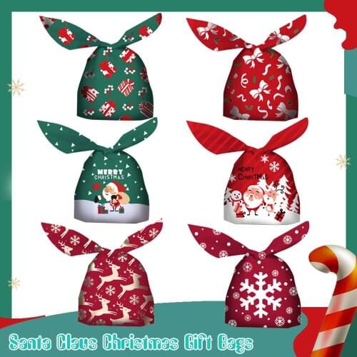 50pcs/pack Cute Rabbit Ear Bags Cookie Plastic Bags&Candy Gift Bags For Biscuits Snack Baking Package And Event Party Supplies