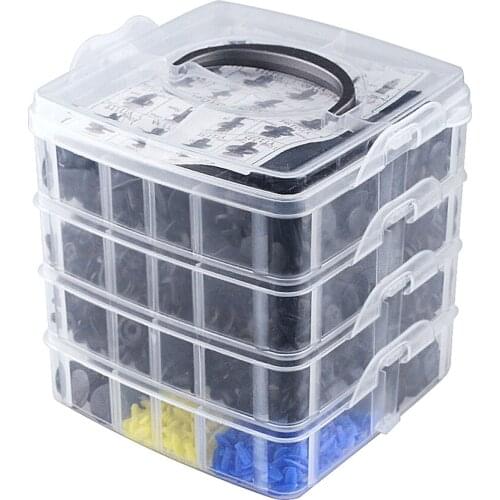650PCS Four-layer Car Door Panel Bumper Trunk Fender Holder Push-pull Rivet Fastener Buckle