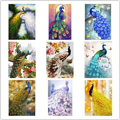 DIY Peacock 5D Diamond Painting Full Circle Diamond Mosaic Bird Diamond Embroidery Cross Stitch Kit Home Decoration Christmas Gi