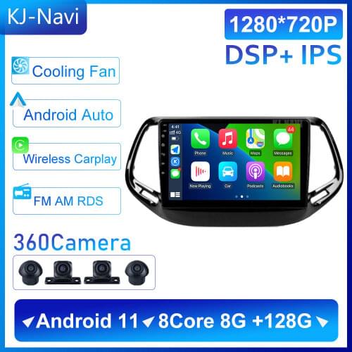 Android 11 Octa-Core Carplay Car Radio Multimedia Player Navigation GPS Video Stereo DSP BT For Jeep Compass 2017 2018 2019