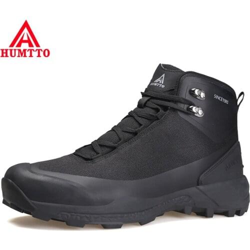 HUMTTO Winter Ankle Boots for Men Male High-top Casual Sneakers Mens Designer Rubber Hiking Boots Platform Work Safety Man Shoes